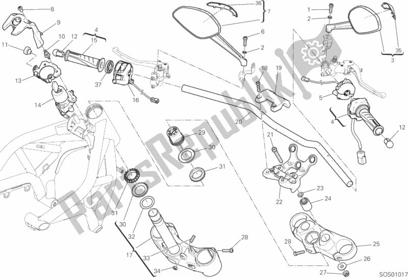 Wszystkie części do 021 - Kierownica I Sterowanie Ducati Monster 821 Stealth Thailand 2020